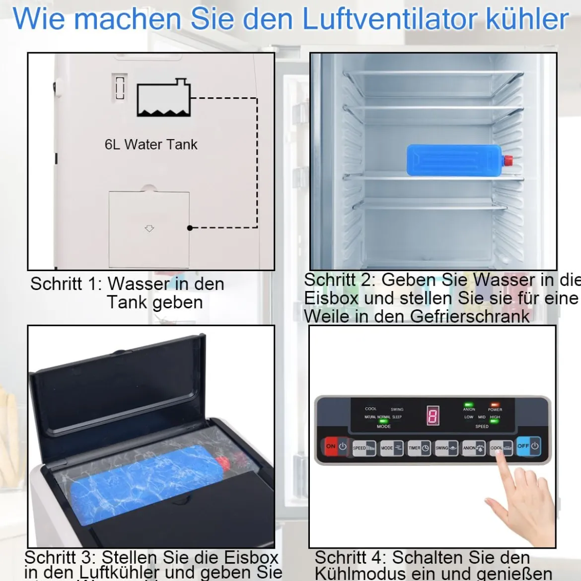 3 in 1 Mobile Luftkühler 75W Ventilator Luftreinigung & Luftbefeuchter