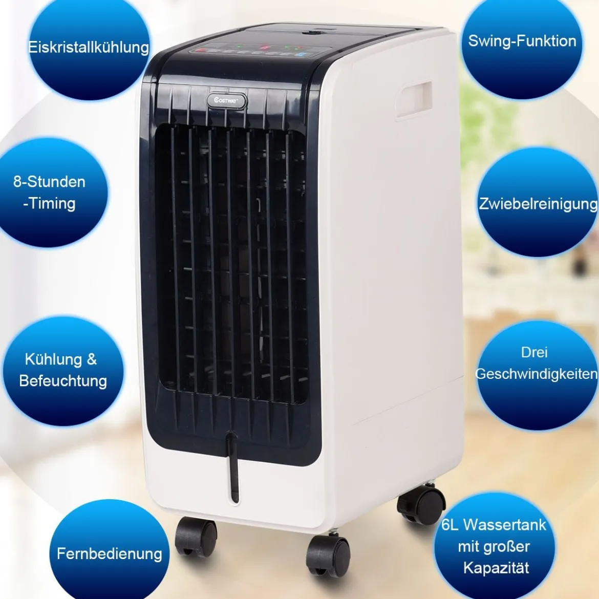 3 in 1 Mobile Luftkühler 75W Ventilator Luftreinigung & Luftbefeuchter