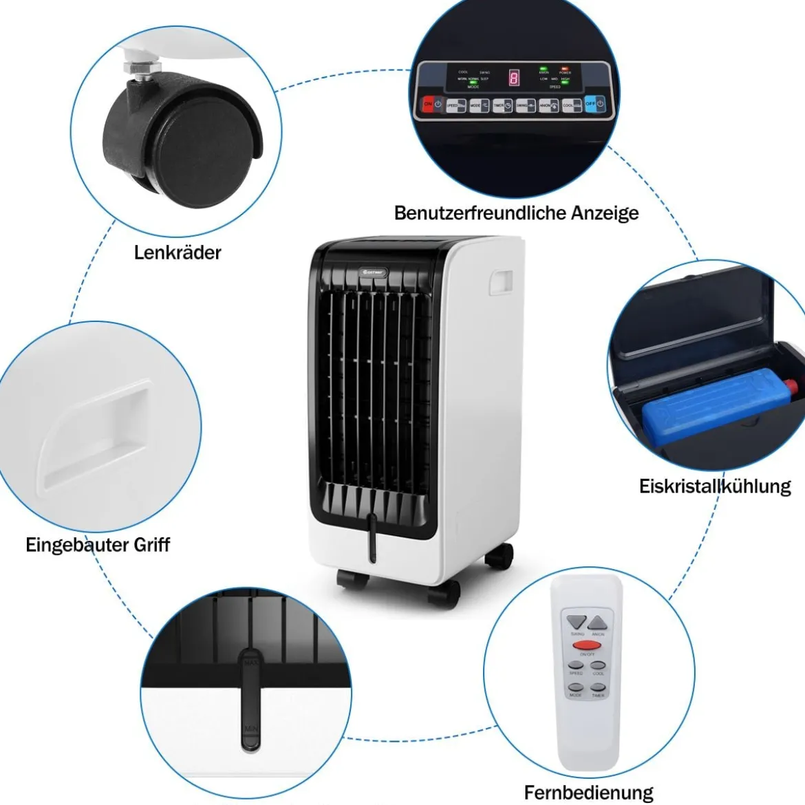3 in 1 Mobile Luftkühler 75W Ventilator Luftreinigung & Luftbefeuchter