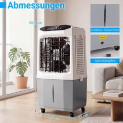 3 in 1 Mobiler Luftkühler & Kühlventilator mit Fernbedienung 26L Wassertank 12H Timer 2 Modi