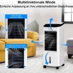 3 in 1 Mobile Ventilator Luftbefeuchter Luftreiniger 65W / 7L Tank / 7,5H Timer / Fernbedienung