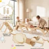3 in 1 Montessori Klettersset aus Holz Spielset für Kinder ab 1 Jahr Klettergerüst Set Natur