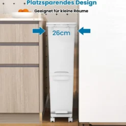 3 in 1 Multifunktionaler Mülleimer mit Neigbarem Unterem Behälter Küchenabfalleimer