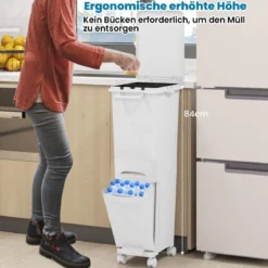 3 in 1 Multifunktionaler Mülleimer mit Neigbarem Unterem Behälter Küchenabfalleimer