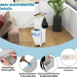 3 in 1 Multifunktionaler Mülleimer mit Neigbarem Unterem Behälter Küchenabfalleimer