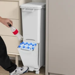 3 in 1 Multifunktionaler Mülleimer mit Neigbarem Unterem Behälter Küchenabfalleimer