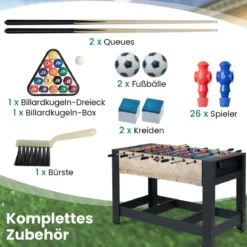 2 in 1 Multi Schwenkbarer Spieltisch mit Tischfußball & Billardtisch Tischkicker Multifunktionstisch