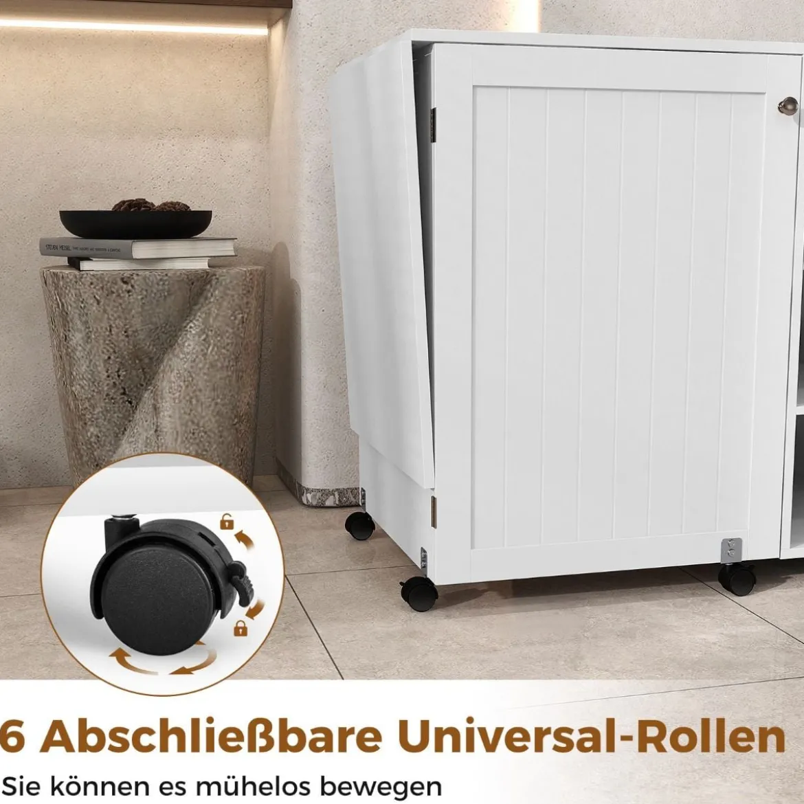 2 in 1 Nähschrank Schreibtisch klappbar Nähmaschinentisch mit Ablageflächen Weiß