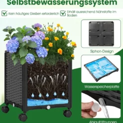 2 in 1 Rosenbogen mit Blumenkasten Gartenbogen aus Metall & PP Spalier Rankbogen Grau