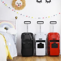 2 in 1 Rutschauto kinderkoffer Kinder Reisekoffer Kofferset 60 x 31 x 26 cm Schwarz