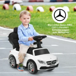 3 in 1 Rutschauto Schiebeauto mit Abnehmbarem Sonnendach & Schiebgriff & Stauraum Weiß