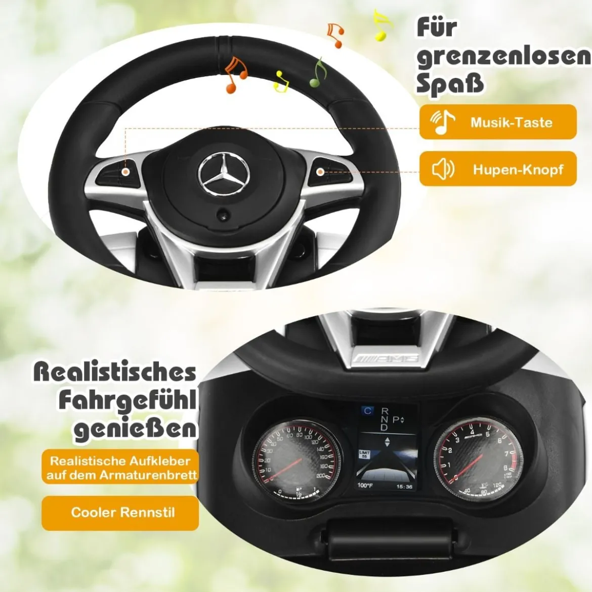 3 in 1 Rutschauto Schiebeauto mit Abnehmbarem Sonnendach & Schiebgriff & Stauraum Weiß