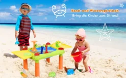 2-in-1 Sand- & Wasserspieltisch Sandkastentisch Spieltisch Sandkasten Spielzeug für innen- & Außen für Kinder 18-teilig