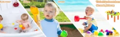 2-in-1 Sand- & Wasserspieltisch Sandkastentisch Spieltisch Sandkasten Spielzeug für innen- & Außen für Kinder 18-teilig