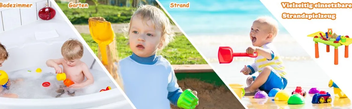 2-in-1 Sand- & Wasserspieltisch Sandkastentisch Spieltisch Sandkasten Spielzeug für innen- & Außen für Kinder 18-teilig