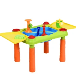 2-in-1 Sand- & Wasserspieltisch Sandkastentisch Spieltisch Sandkasten Spielzeug für innen- & Außen für Kinder 18-teilig