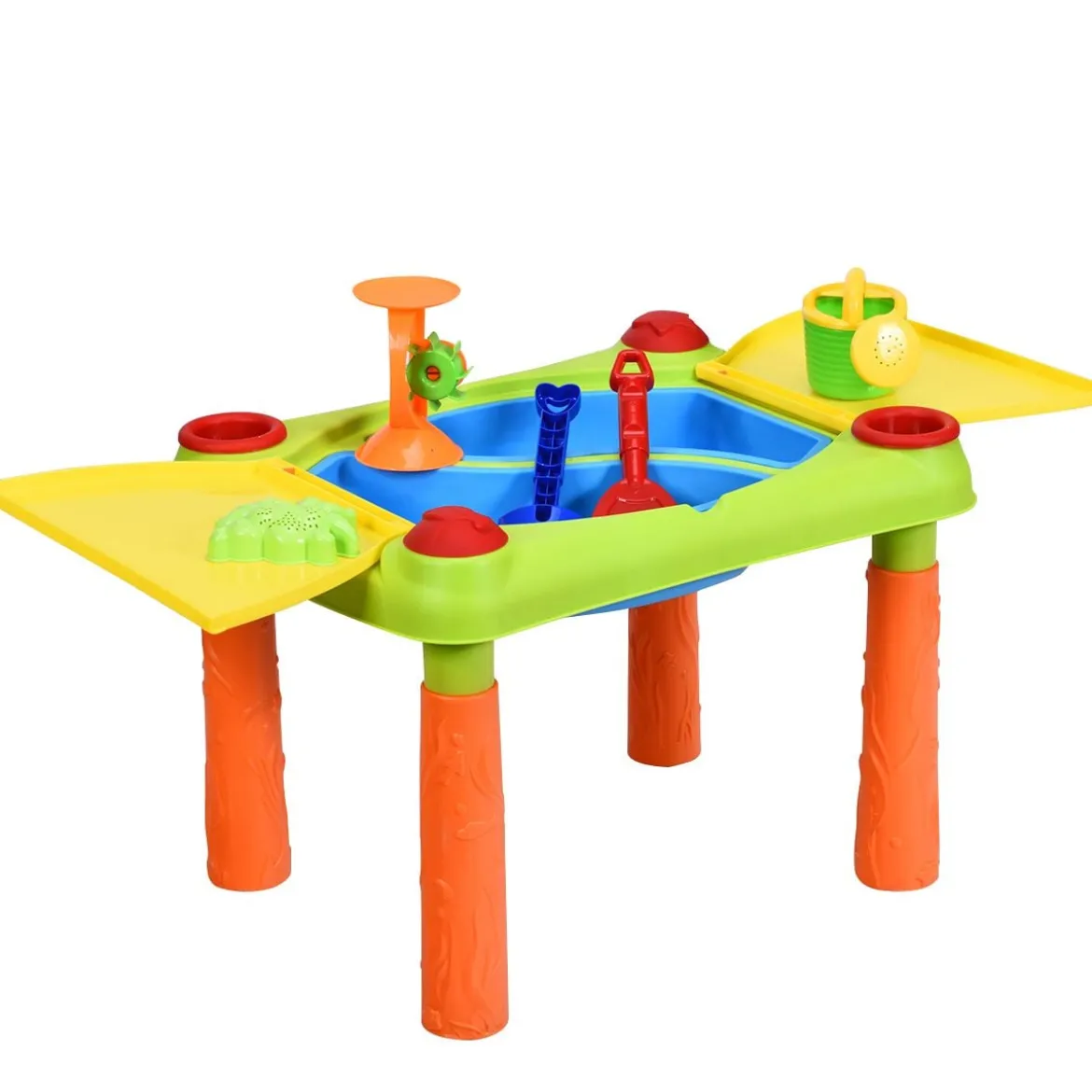 2-in-1 Sand- & Wasserspieltisch Sandkastentisch Spieltisch Sandkasten Spielzeug für innen- & Außen für Kinder 18-teilig
