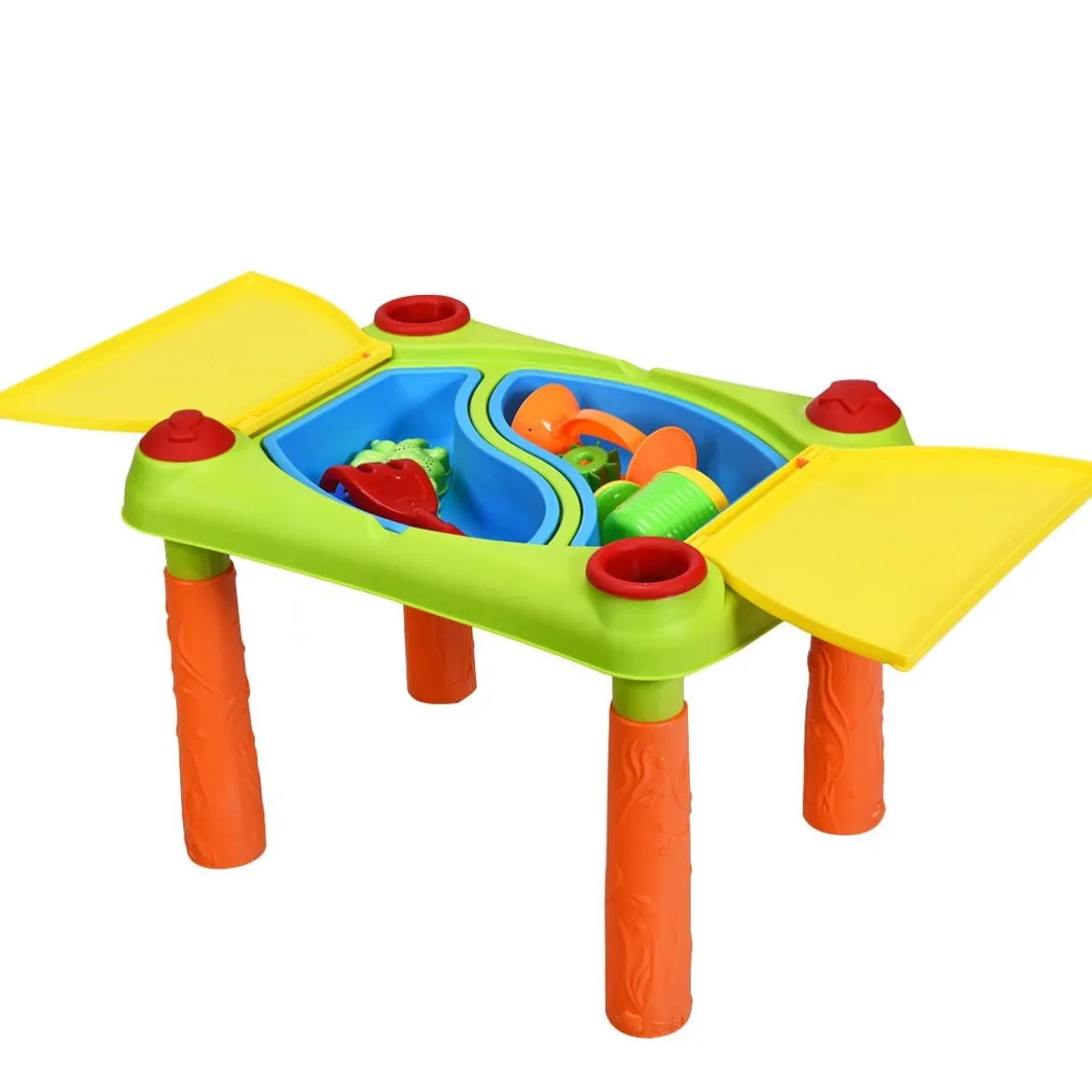 2-in-1 Sand- & Wasserspieltisch Sandkastentisch Spieltisch Sandkasten Spielzeug für innen- & Außen für Kinder 18-teilig