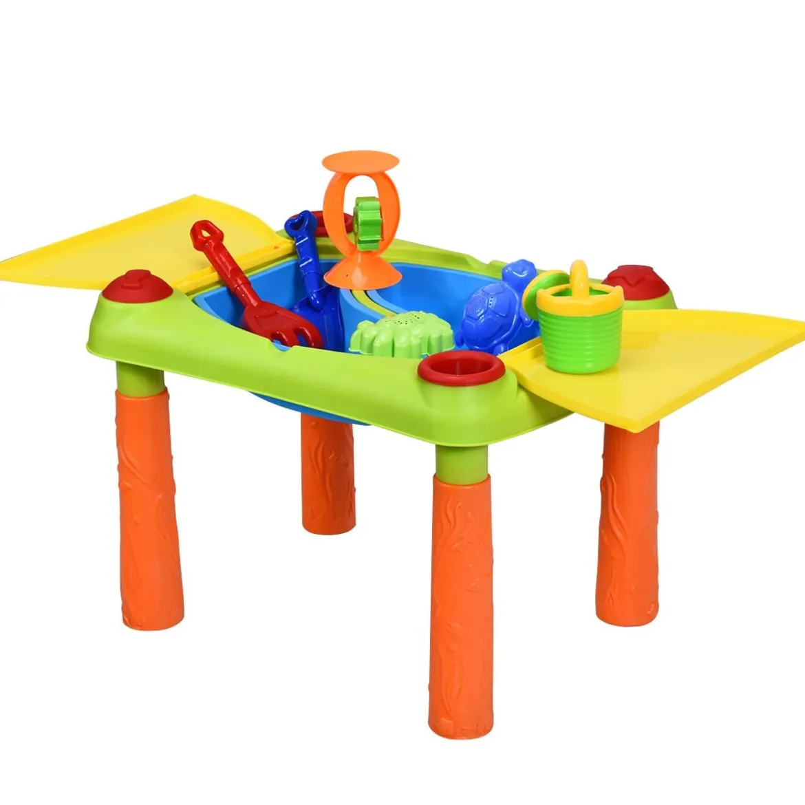 2-in-1 Sand- & Wasserspieltisch Sandkastentisch Spieltisch Sandkasten Spielzeug für innen- & Außen für Kinder 18-teilig