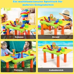 2-in-1 Sand- & Wasserspieltisch Sandkastentisch Spieltisch Sandkasten Spielzeug für innen- & Außen für Kinder 18-teilig
