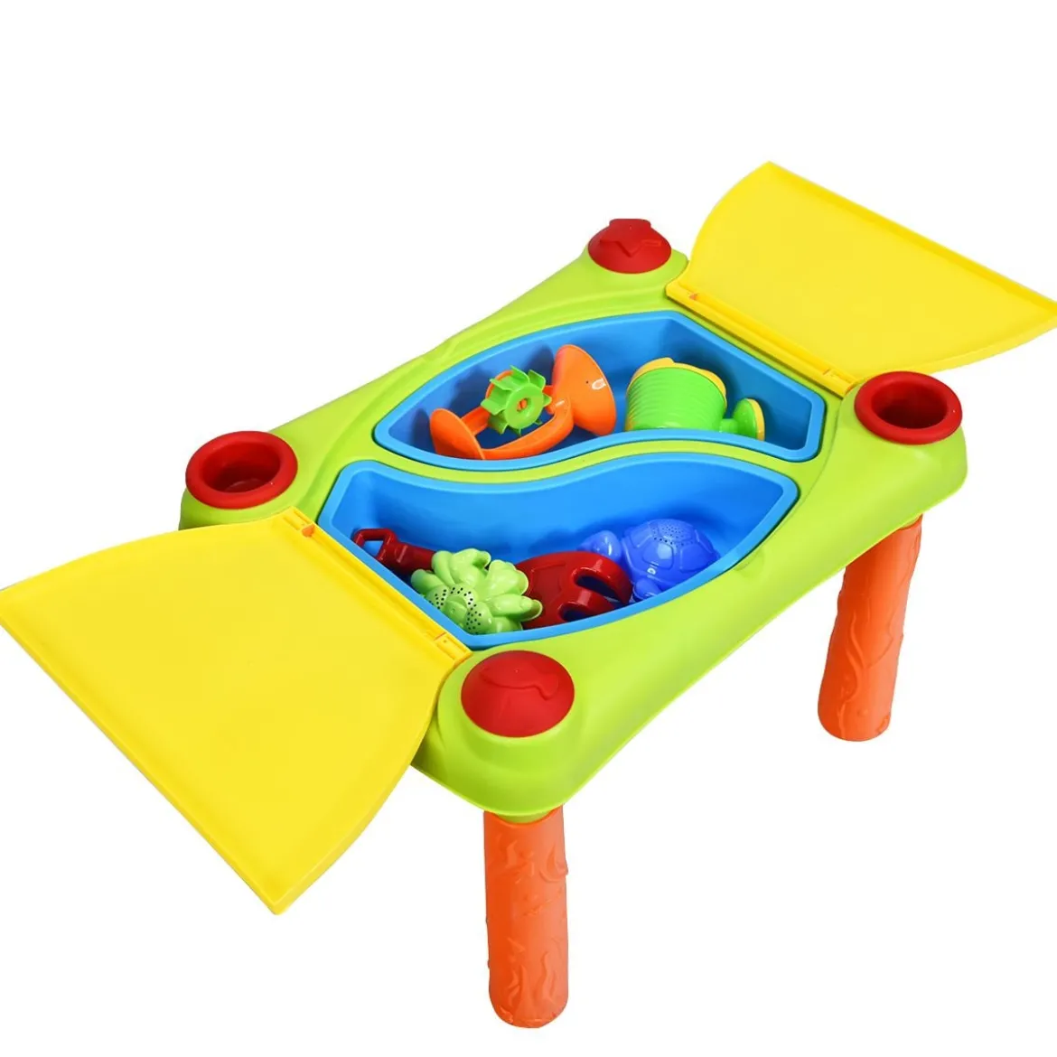2-in-1 Sand- & Wasserspieltisch Sandkastentisch Spieltisch Sandkasten Spielzeug für innen- & Außen für Kinder 18-teilig