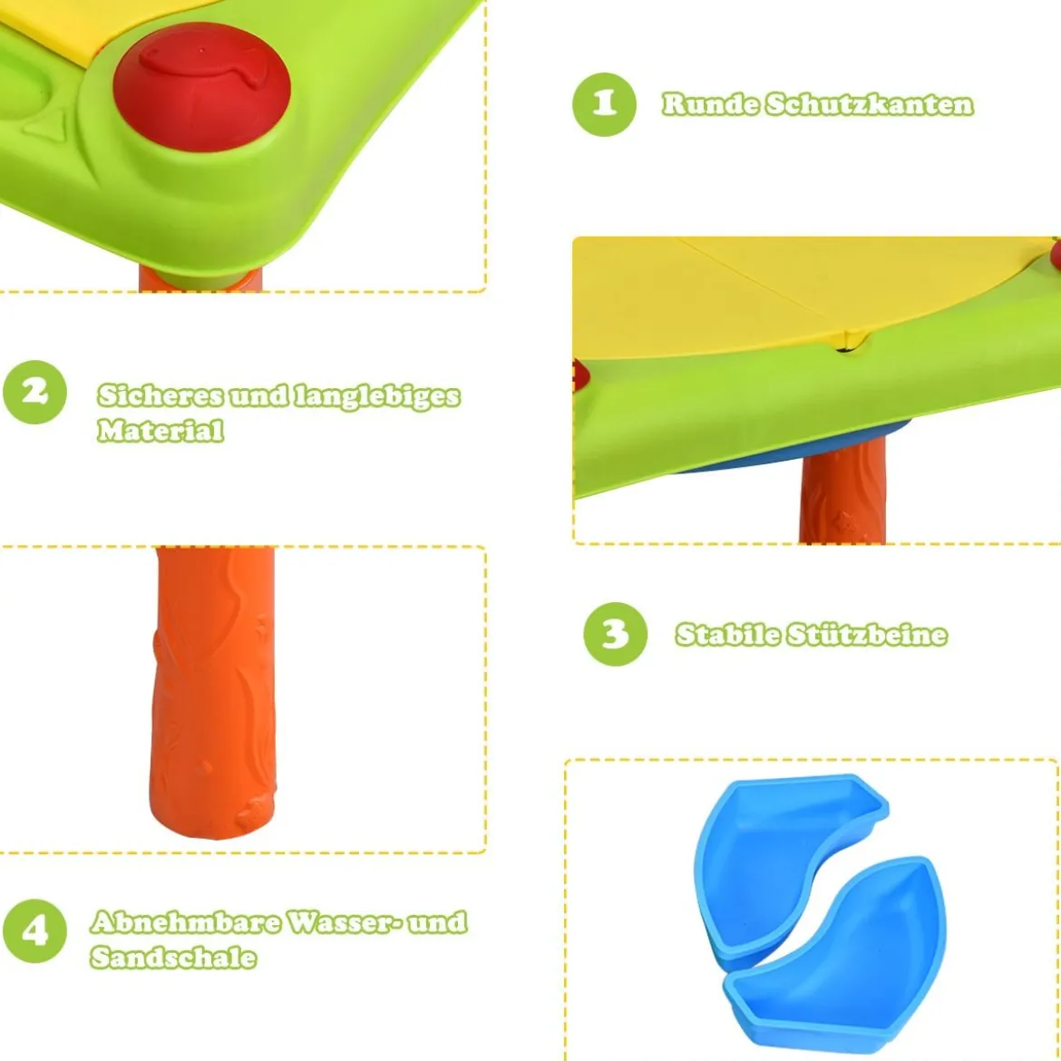 2-in-1 Sand- & Wasserspieltisch Sandkastentisch Spieltisch Sandkasten Spielzeug für innen- & Außen für Kinder 18-teilig