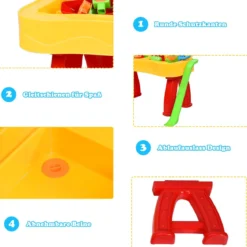 2-in-1 Sand- & Wasserspieltisch Sandkastentisch Spieltisch Sandkasten Spielzeug für innen- & Außen für Kinder 31-teilig