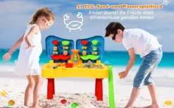 2-in-1 Sand- & Wasserspieltisch Sandkastentisch Spieltisch Sandkasten Spielzeug für innen- & Außen für Kinder 31-teilig