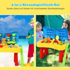 2-in-1 Sand- & Wasserspieltisch Sandkastentisch Spieltisch Sandkasten Spielzeug für innen- & Außen für Kinder 31-teilig