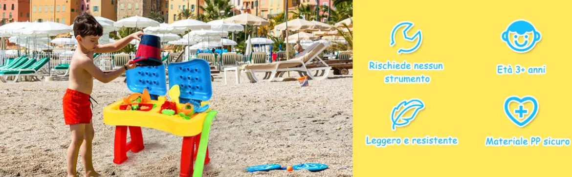 2-in-1 Sand- & Wasserspieltisch Sandkastentisch Spieltisch Sandkasten Spielzeug für innen- & Außen für Kinder 31-teilig
