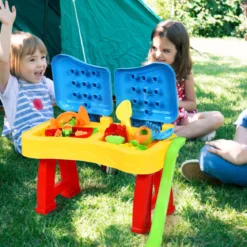 2-in-1 Sand- & Wasserspieltisch Sandkastentisch Spieltisch Sandkasten Spielzeug für innen- & Außen für Kinder 31-teilig