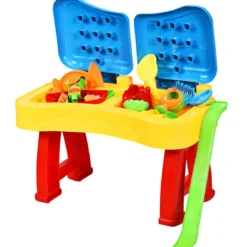 2-in-1 Sand- & Wasserspieltisch Sandkastentisch Spieltisch Sandkasten Spielzeug für innen- & Außen für Kinder 31-teilig