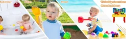 2-in-1 Sand- & Wasserspieltisch Sandkastentisch Spieltisch Sandkasten Spielzeug für innen- & Außen für Kinder 31-teilig