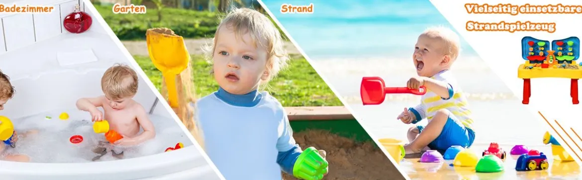 2-in-1 Sand- & Wasserspieltisch Sandkastentisch Spieltisch Sandkasten Spielzeug für innen- & Außen für Kinder 31-teilig