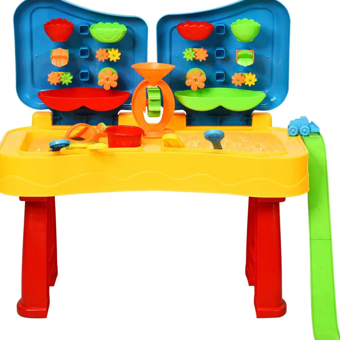 2-in-1 Sand- & Wasserspieltisch Sandkastentisch Spieltisch Sandkasten Spielzeug für innen- & Außen für Kinder 31-teilig