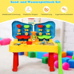 2-in-1 Sand- & Wasserspieltisch Sandkastentisch Spieltisch Sandkasten Spielzeug für innen- & Außen für Kinder 31-teilig