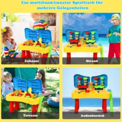 2-in-1 Sand- & Wasserspieltisch Sandkastentisch Spieltisch Sandkasten Spielzeug für innen- & Außen für Kinder 31-teilig