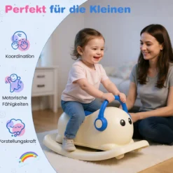3-in-1 Schaukelpferd für Kleinkinder im Alter von 1-3 Jahren Rutschauto-Spielzeug mit verstecktem Stauraum Weiß