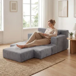 2 in 1 Schlafsofa Klappbares Bodensofa aus Korallenfleece mit Schlaffunktion Boneless Schlafcouch