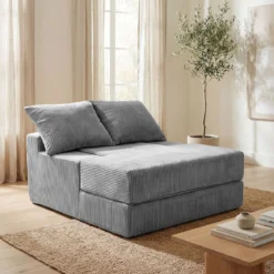 2 in 1 Schlafsofa Klappbares Bodensofa aus Korallenfleece mit Schlaffunktion Boneless Schlafcouch