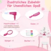 2 in 1 Schminktisch & Hocker für Kinder mit Spiegel 60 x 34 x 100 cm Pink + Weiß