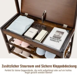 3-in-1-Schuhablage Eingangsablage Garderobenständer Sitzbank 70,5 x 33 x 175 cm Braun