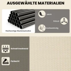 2 in 1 Sonnenliege wandelbarer Schaukelstuhl mit Verstellbarer Rückenlehne und gebogenen Armlehnen Beige