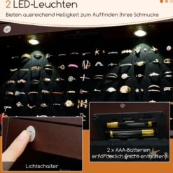 2 in 1 Spiegelschrank mit LED-Beleuchtung & Ganzkörperspiegel Abschließbarer Schmuckschrank