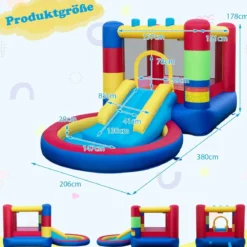 4-in-1-Spielparadies im Puzzle-Design mit 480-W-Gebläse 380 x 206 x 178 cm