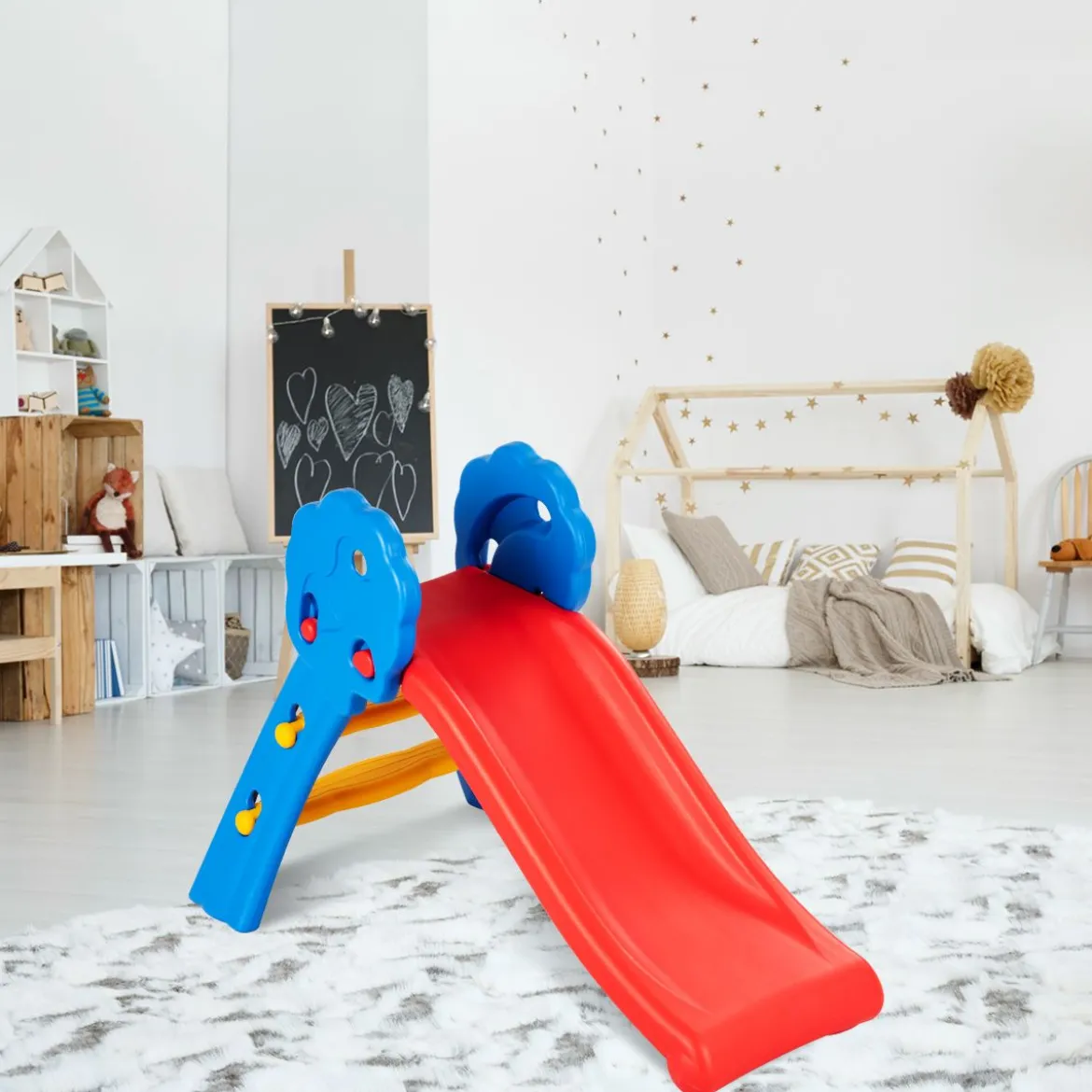 2-in-1 Spiel-Set Faltbare Rutsche Kinder Rutschbahn Kinderrutsche Gartenrutsche für Indoor und Outdoor
