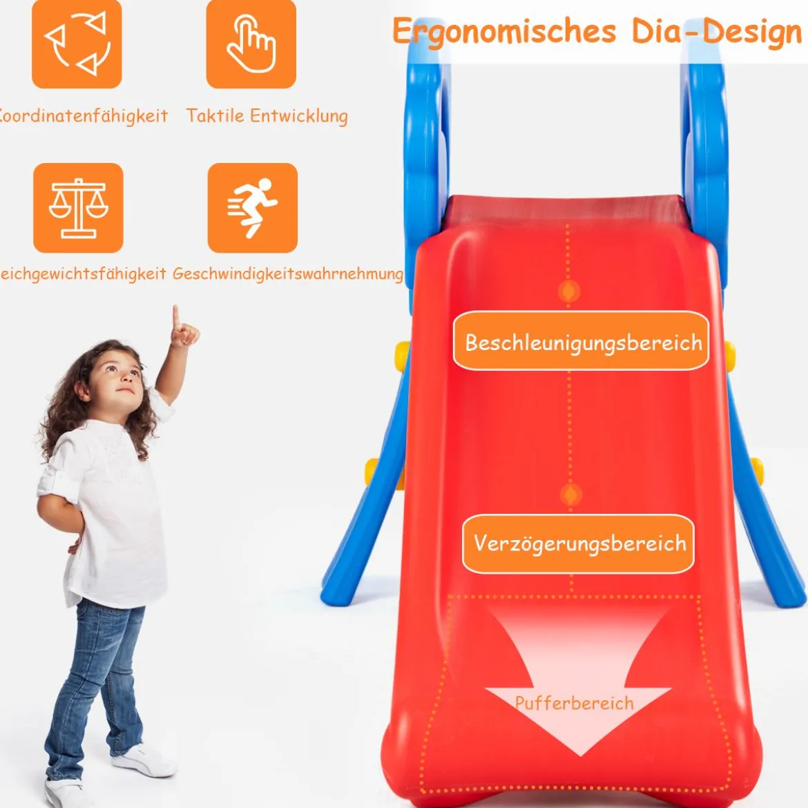 2-in-1 Spiel-Set Faltbare Rutsche Kinder Rutschbahn Kinderrutsche Gartenrutsche für Indoor und Outdoor