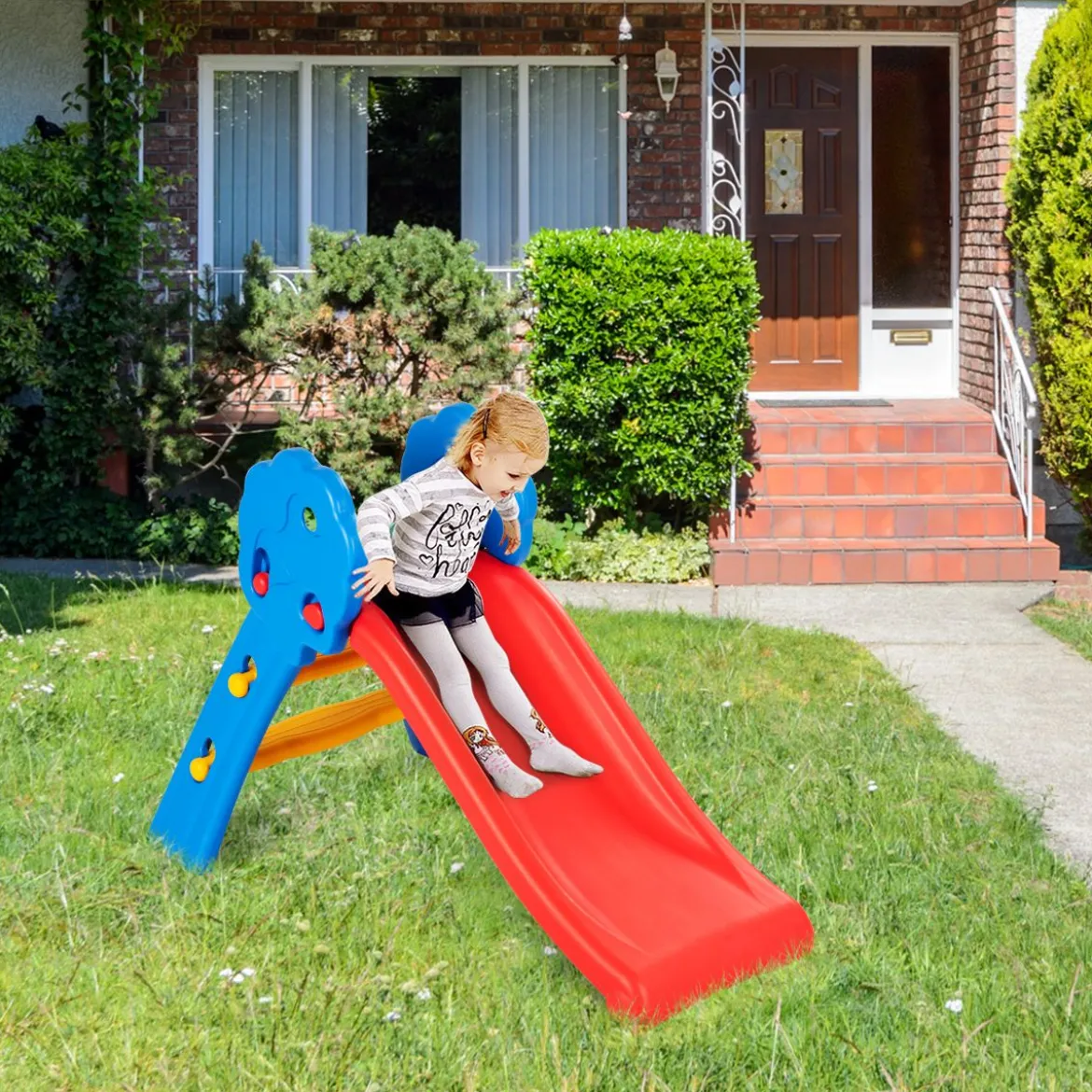 2-in-1 Spiel-Set Faltbare Rutsche Kinder Rutschbahn Kinderrutsche Gartenrutsche für Indoor und Outdoor