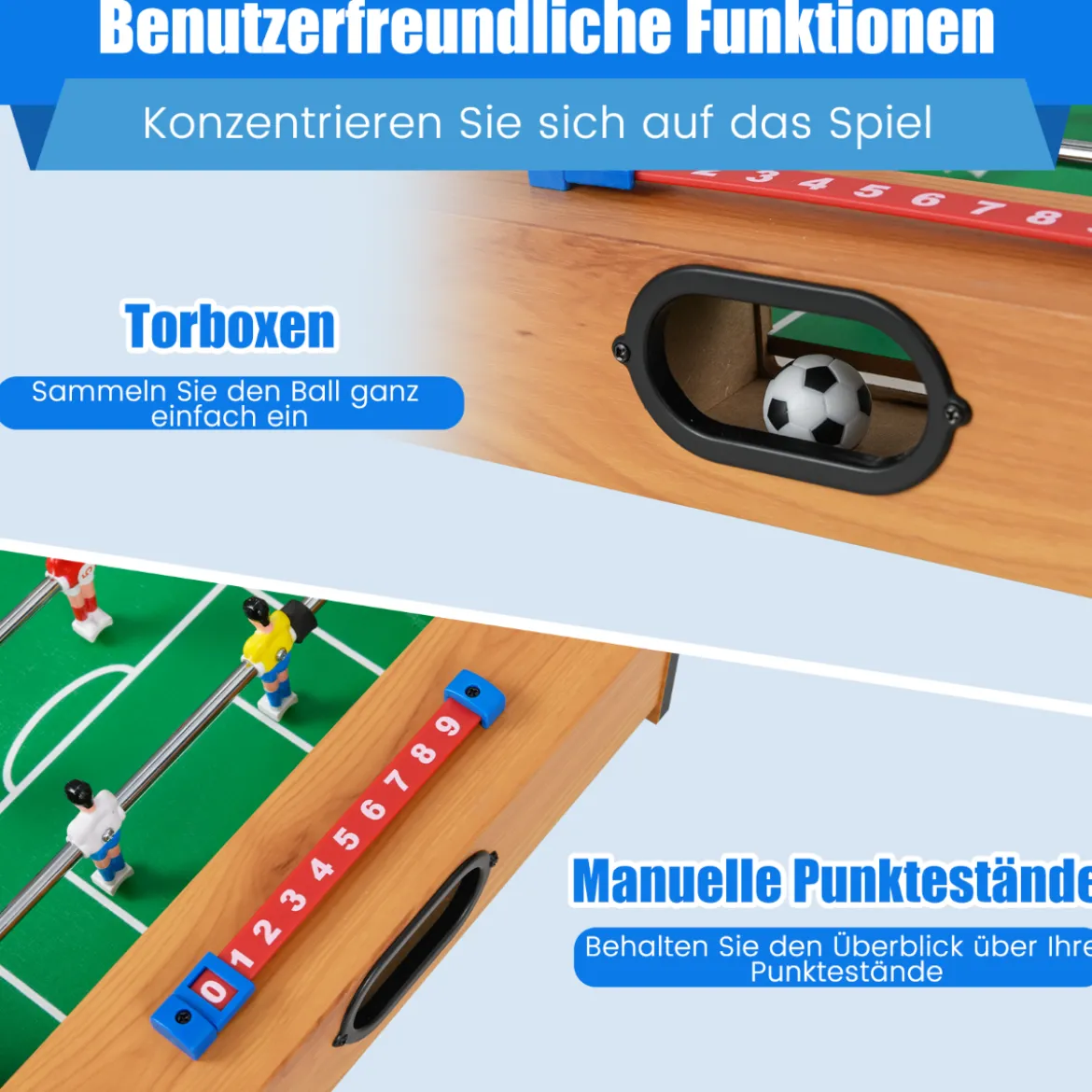 2 in 1 Spieltisch Multifunktionsspieltisch aus Holz Multi-Spieltisch Air Hockeytisch und Tischkicker