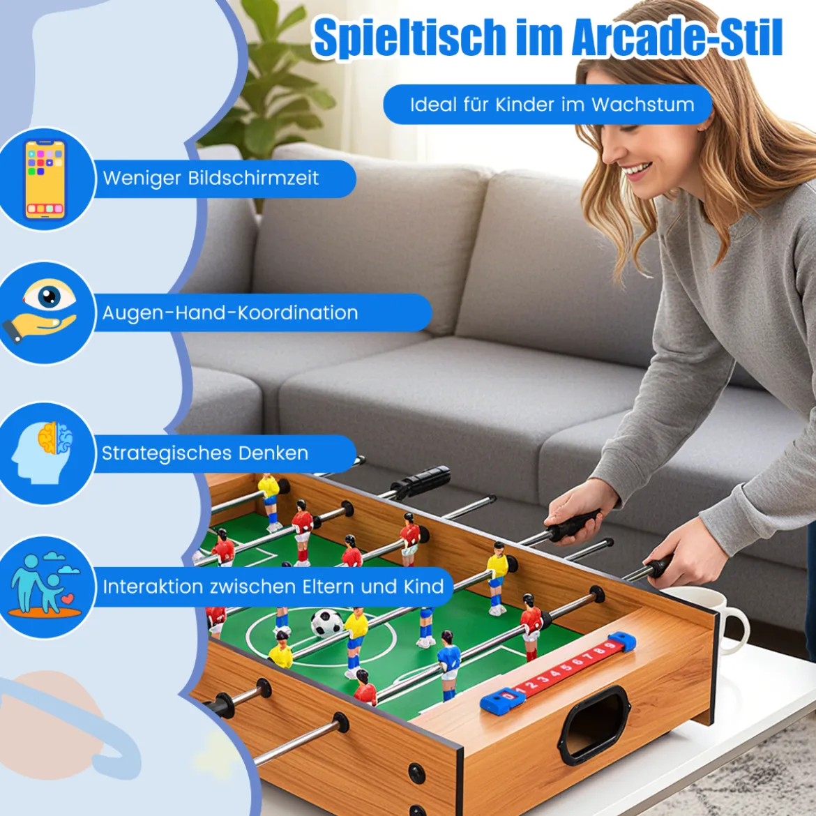 2 in 1 Spieltisch Multifunktionsspieltisch aus Holz Multi-Spieltisch Air Hockeytisch und Tischkicker